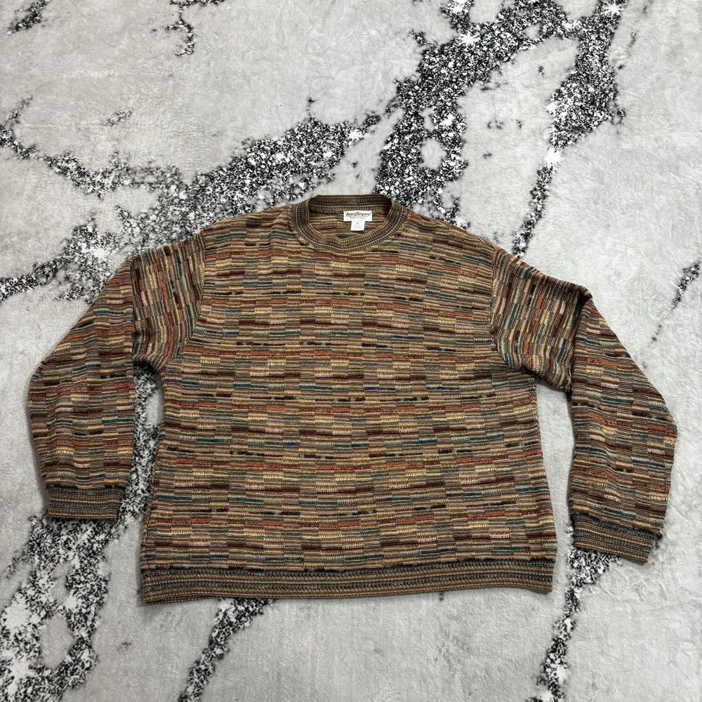 Norm Thompson Mens XL Made in Italy Multicolor Textured Knit Crewneck Sweater